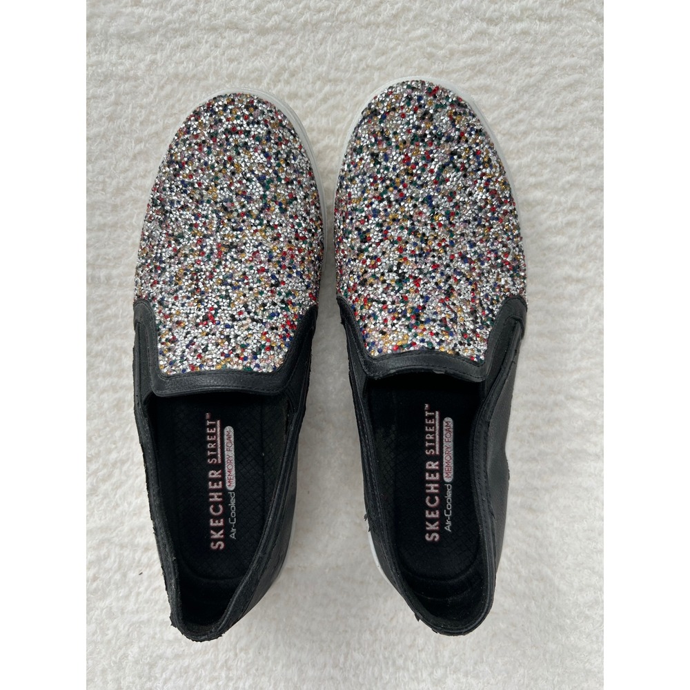 Skechers Skecher Street Women‎ 6 Multi Color Glitter Slip On Sneakers 73801 MLT